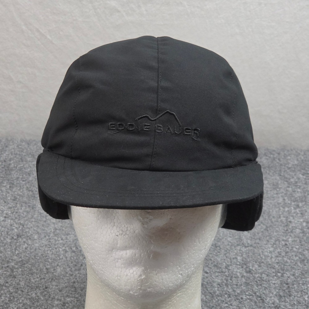 Eddie Bauer Down Trapper Hat L XL Black Earflap Goosedown Outdoor Cap Utility
